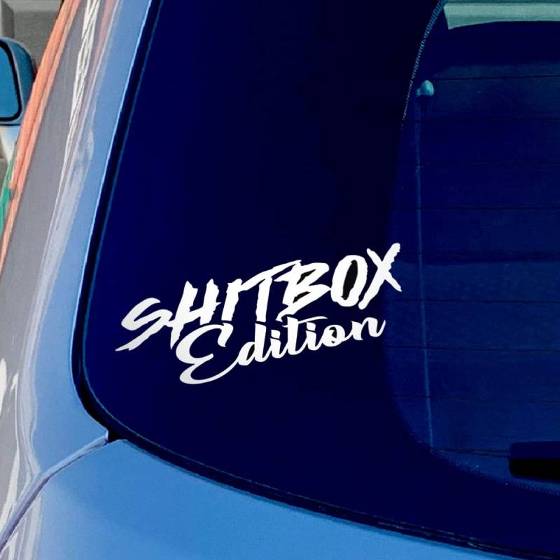 NA Shitbox Edition lustiger Vinyl-Aufkleber für Auto, LKW, Fenster, Stoßstange, 200 mm, Weiß von N\A