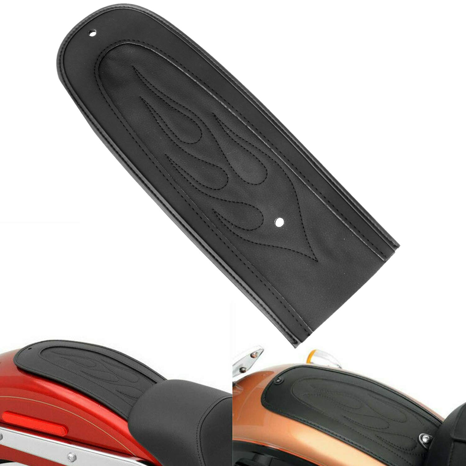 BID4ZE Schwarzer PU-Leder-Flammen-Heckfender-Lätzchen Für Solositz für Harley Dyna FXD Super Glide Wide Glide von NC
