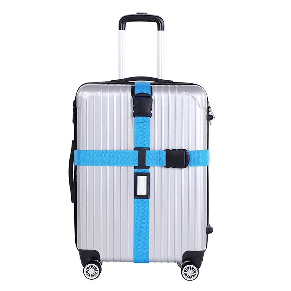NC 1Pcs Gepäckgurt Verstellbarer Gepäckgurt Reisekoffer Gepäck Packgurt Lange Kreuzgurte mit Schnellverschluss und zusätzlichen Gepäckanhängern Etiketten Gepäckgurte für Koffer von NC