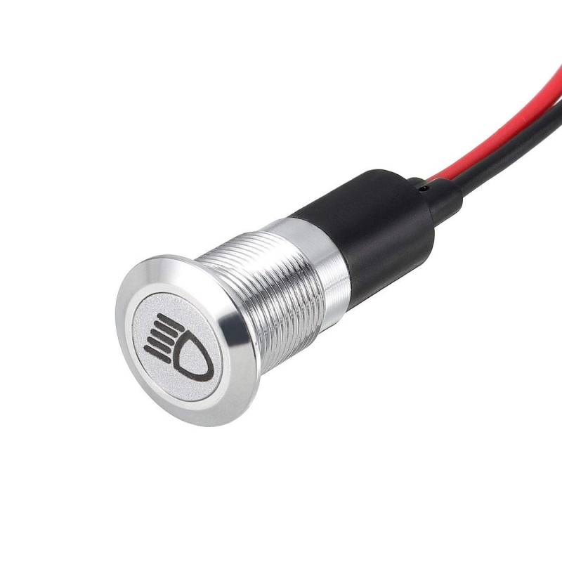 Signalleuchte DC 12 V 12 mm rote LED Metallgehäuse mit Symbol (Abblendlicht) von N/D