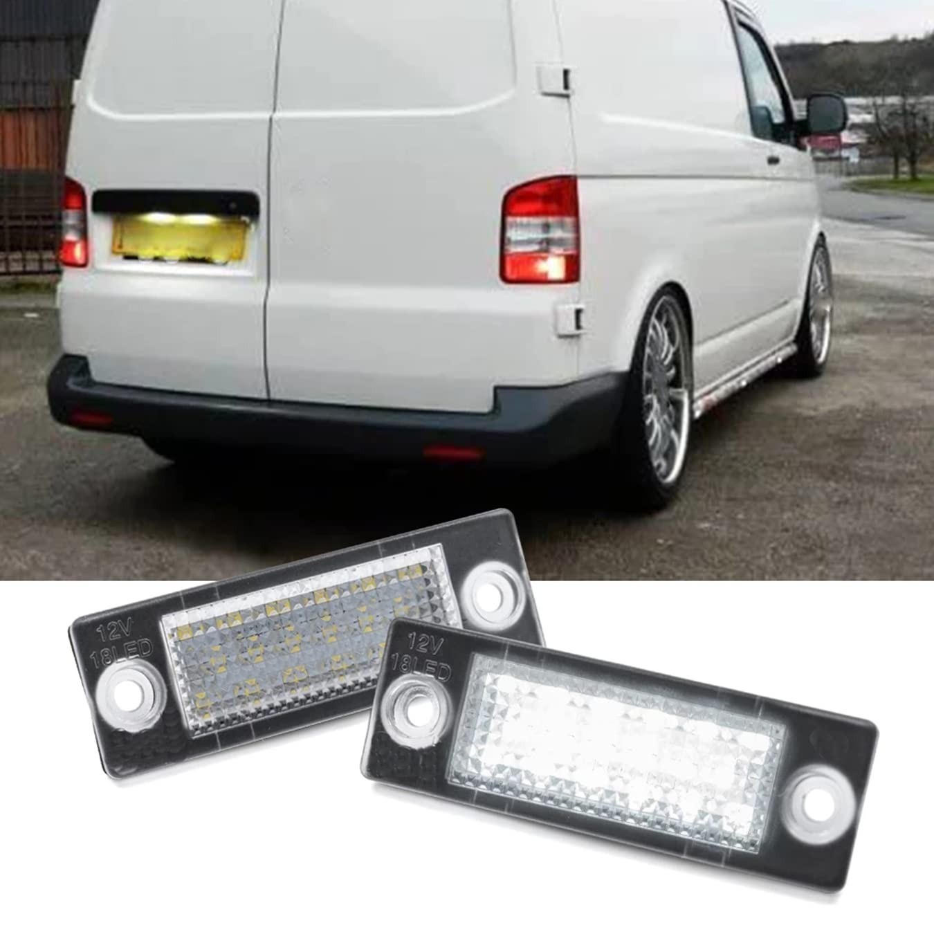 NP 2 Stück LED Nummernschildbeleuchtung für V-W P-assat B5.5 Caddy MK3 G-olf T-ransporter T5 T6 T-ouran J-etta Syncro von N\P