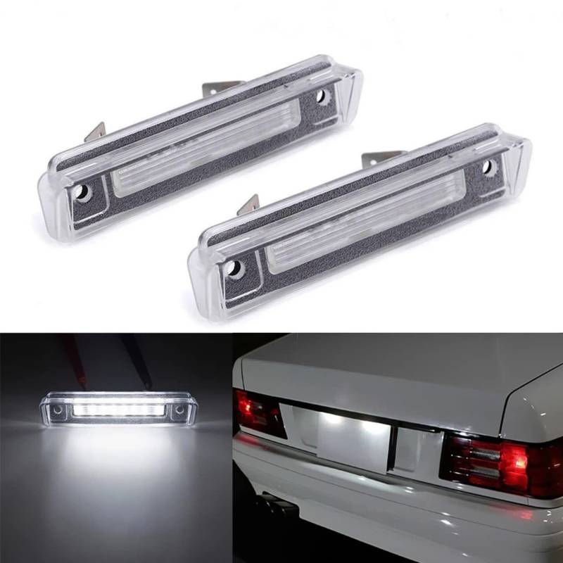 NP 2 Stück fehlerfreie weiße LED-Kennzeichenbeleuchtung Kennzeichenbeleuchtung für M-erc-edes für B-enz SL-Klasse R129 1989-2001 E-Klasse S124 1985-1996 von DHCN
