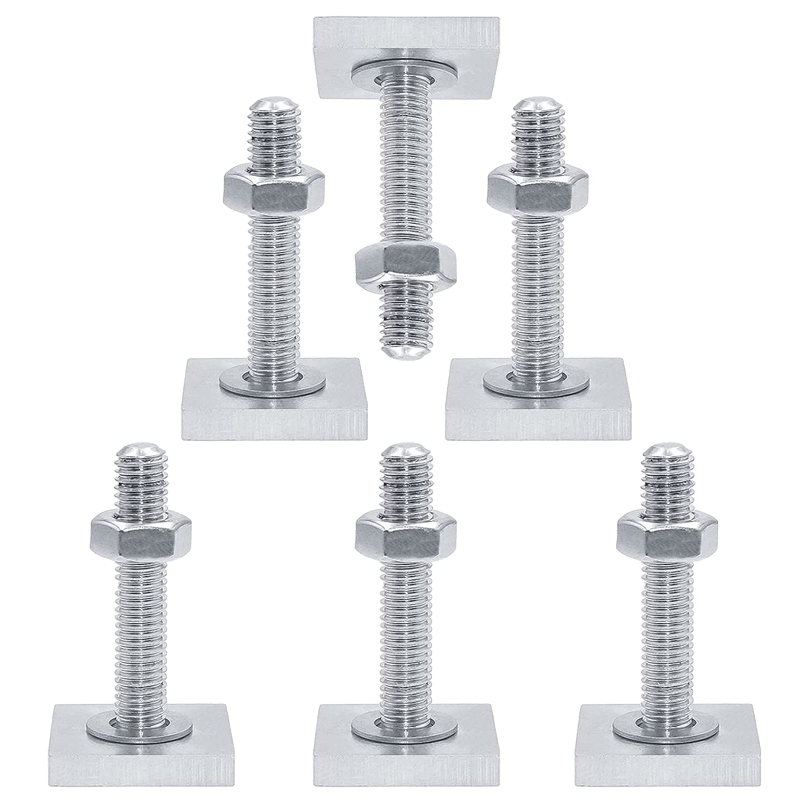 N/S 6 pcs Nutsteine Set T-Nut, T-Nut Adapter Dachbox, Edelstahl Nutsteine Dachträger, mit Muttern und Unterlegscheiben, für Dachbox Relingträger Kompatibel Zu Thule (M6 x 35 mm) von N/S
