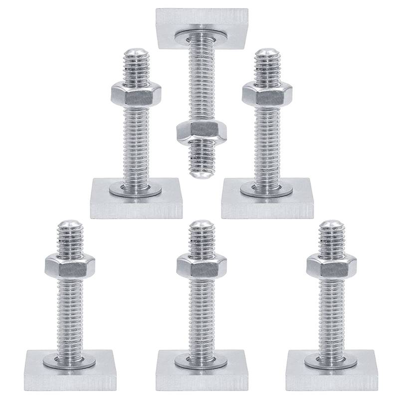 N/S 6 pcs Nutsteine Set T-Nut, T-Nut Adapter Dachbox, Edelstahl Nutsteine Dachträger, mit Muttern und Unterlegscheiben, für Dachbox Relingträger Kompatibel Zu Thule (M6 x 35 mm) von N/S