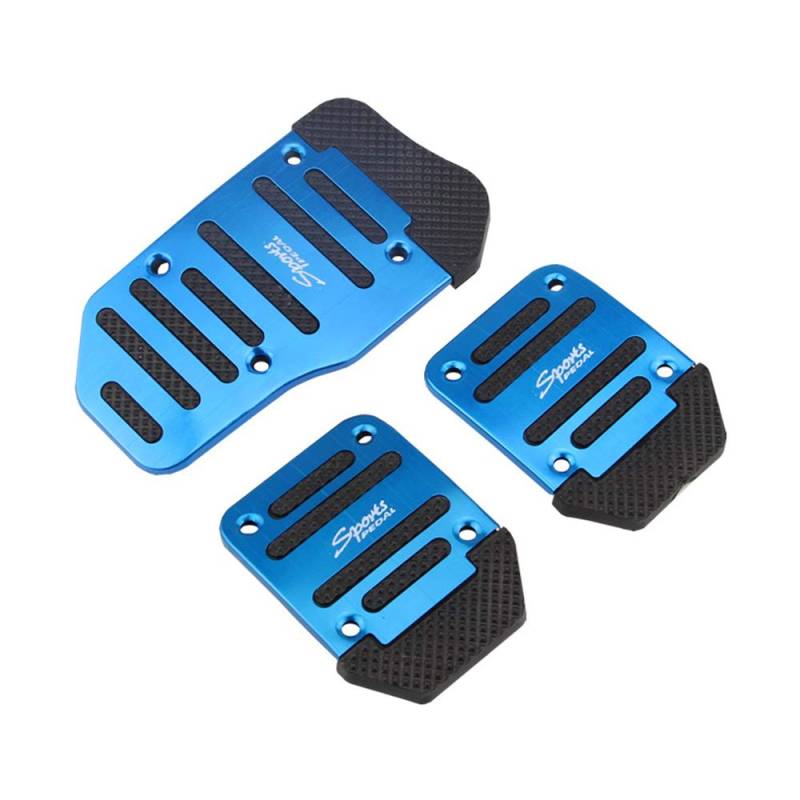 3 Stück Fußpedal Pedalkappen, Auto Pedale Abdeckung Aluminiumlegierung Gummi Pedal, Aluminium-Schaltgetriebe Anti-Rutsch Metall Fußbremse Auto-Pedal-Gehäuse Set Kit (Blau) von Bogoro
