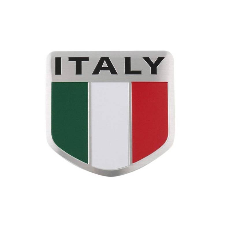 N-K 1 STÜCKE Auto Aufkleber Italien Flagge Muster Aluminiumplatte Aufkleber Auto Signage Auto Körper Aufkleber Ideal für Dressing Up Auto Verwenden Stilvolle und Beliebte von N-K
