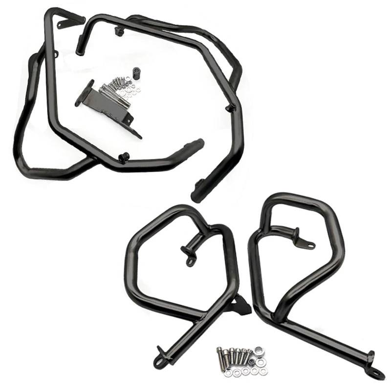motorrad stoßstangen blöcke Motorrad Motor Crash Bar Motor Schutz Rahmen Fallen Protector Fit Für BMW F750GS F850GS F750 850 GS 2018-2023 Motorrad Sturzbügel(Whole Set-Black) von NADCFN