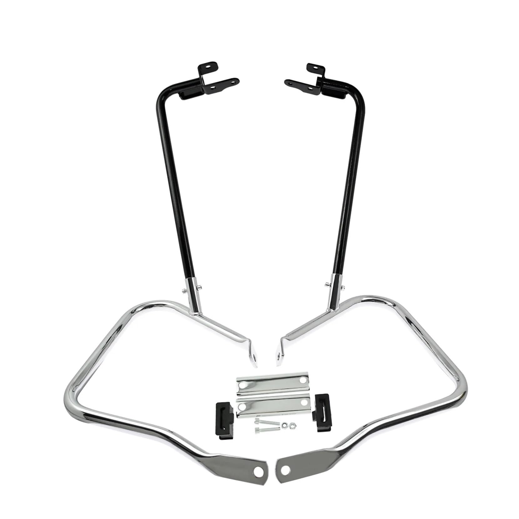 motorrad stoßstangen blöcke Motorrad-hintere Satteltasche mit Stützstangensatz passend für Harley Touring King Road Electra Street Glide 97-08 14-20 Motorrad Sturzbügel(Black Chrome 2014-Up) von NADCFN