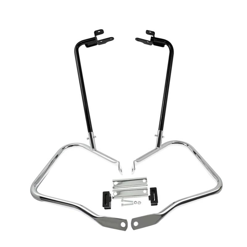 motorrad stoßstangen blöcke Motorrad-hintere Satteltasche mit Stützstangensatz passend für Harley Touring King Road Electra Street Glide 97-08 14-20 Motorrad Sturzbügel(Black Chrome 2014-Up) von NADCFN