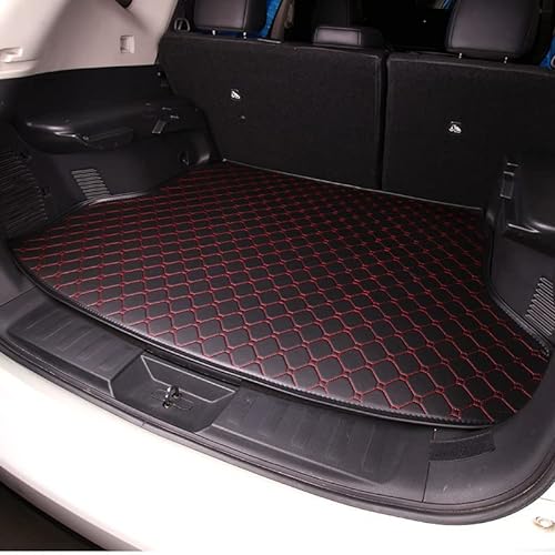 Kofferraummatte Kofferraumwanne für KIA EV6, rutschfest Kratzfestem Leder Kofferraummatten Kofferraumschutz Autozubehör,Black-Red von NAHAN