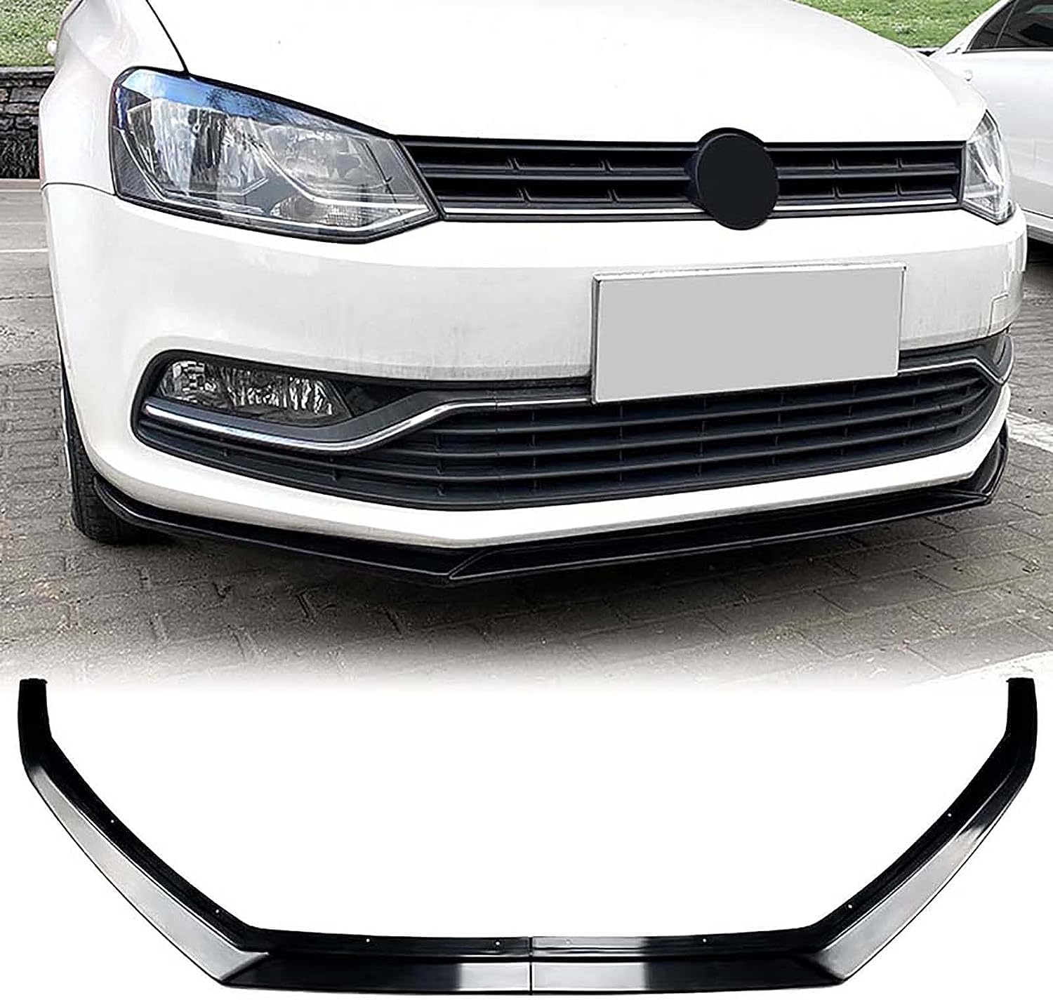 Frontlippe Spoiler für VW Polo 6R 6C 2009-2017,Auto Frontstoßstange Splitter Lip Spoiler Frontspoiler Protector Kits von NAIRE