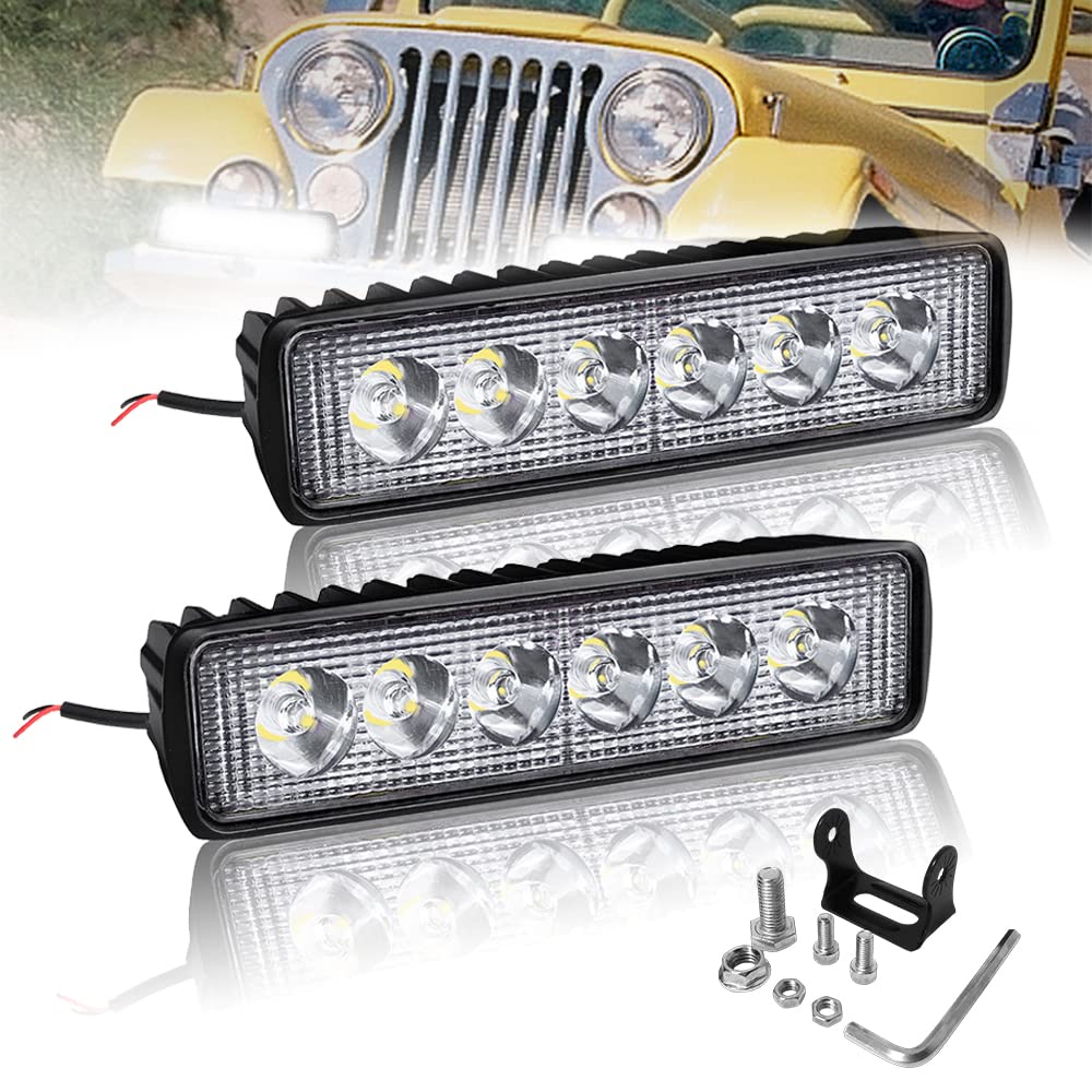 NAIZY 2 * 18W LED Arbeitsscheinwerfer Quadrat Offroad Flutlicht Arbeitslicht 12V/24V Zusatzscheinwerfer 1600LM Scheinwerfer IP67, für SUV UTV ATV(2 Stück) von NAIZY