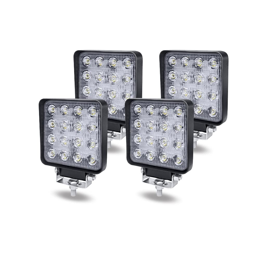 NAIZY 4 * 48W Quadrat LED Arbeitsscheinwerfer 12V Zusatzscheinwerfer 4320LM Offroad Reflektor Flutlicht IP67 Wasserdicht Scheinwerfer Kaltweiß Arbeitslampe für SUV, UTV, ATV NAIZY 4 * 48W Quadrat LED Arbeitsscheinwerfer 12V Zusatzscheinwerfer 4320LM Offroad Reflektor Flutlicht IP67 Wasserdicht Scheinwerfer Kaltweiß Arbeitslampe für SUV, UTV, ATV von NAIZY