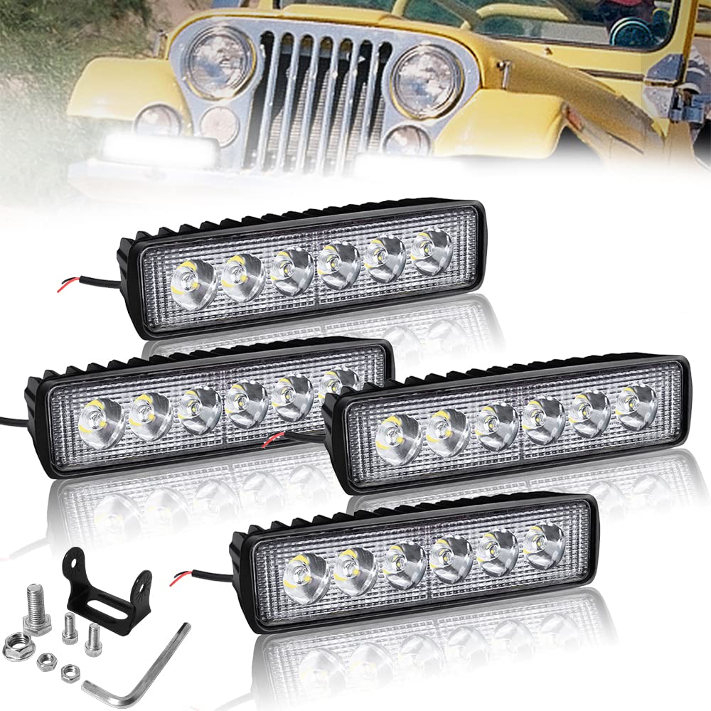 NAIZY 4 * 18W LED Arbeitsscheinwerfer Quadrat Offroad Flutlicht Arbeitslicht 12V/24V Zusatzscheinwerfer 1600LM Scheinwerfer IP67, für SUV UTV ATV(4 Stück) von NAIZY