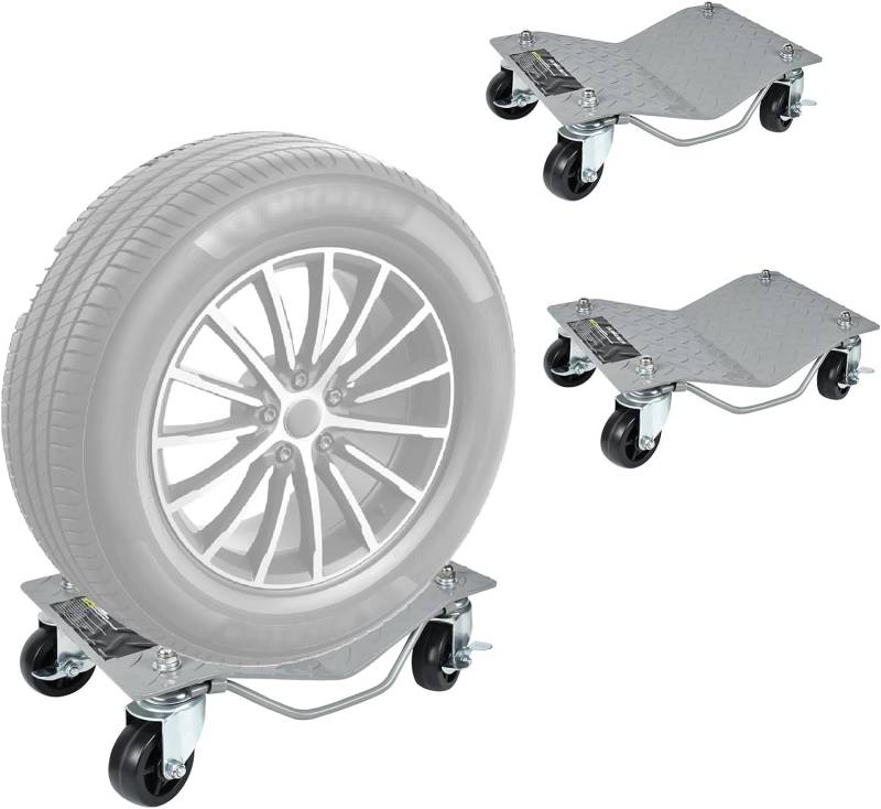 NAIZY Motorrad Rangierhilfe PKW Multi Transportroller 4er Set Traglast bis 1100lbs/Stück Rangierroller Rangierheber Wagenheber mit Stahlrollen, für Auto PKW LKWs von NAIZY