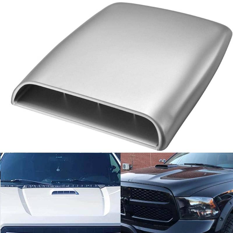 NATGIC Auto Luftstrom Vent Cover Universal Auto dekorative Luftstrom Einlasshaube Scoop Bonnet Vent Aufkleber Cover Hood - Silber/Grau von NATGIC