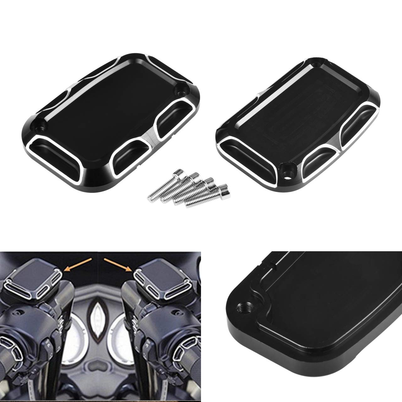 NATGIC Bremse Master Zylinder Abdeckung Schwarz Chrom Aluminium CNC links und rechts Motorrad Bremse Reservoir Zylinder Abdeckung für Harley FLH FLHX FLHX Road King 2008-2017 Electra Glide Street NATGIC Bremse Master Zylinder Abdeckung Schwarz Chrom Aluminium CNC links und rechts Motorrad Bremse Reservoir Zylinder Abdeckung für Harley FLH FLHX FLHX Road King 2008-2017 Electra Glide Street von NATGIC