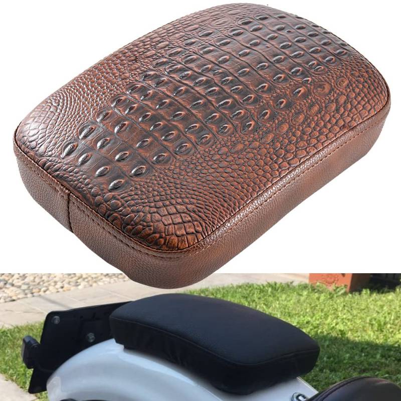 NATGIC Motorrad Soziussitz Krokodilleder Braun Motorrad Saugnapfsitz Soziussitz Soziuspolster Sitz für H-Harley D-avidson Bobber Chopper (8 Saugnapf - Braun) von NATGIC