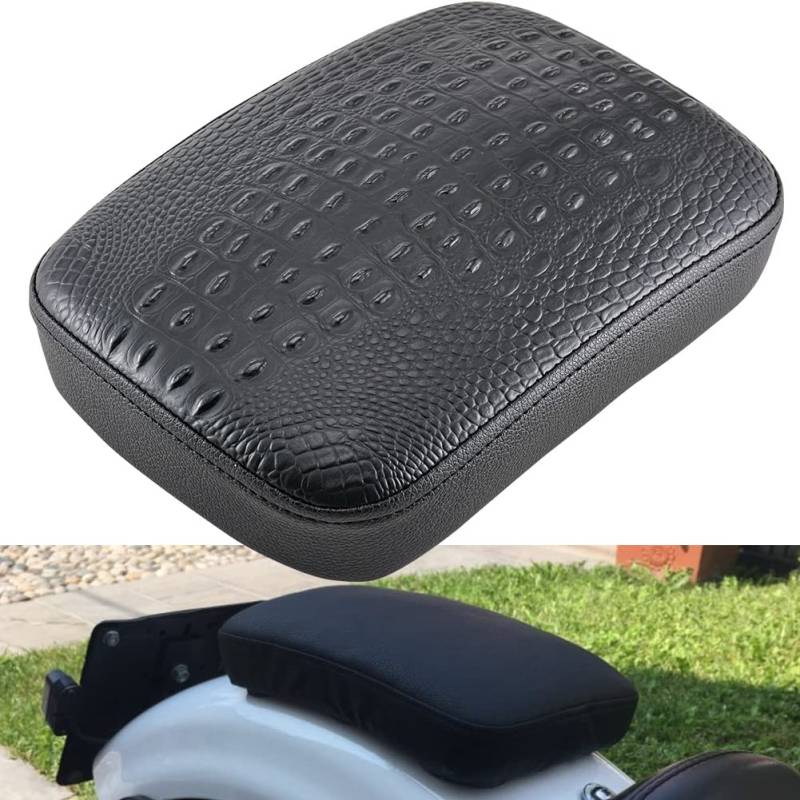 NATGIC Motorrad Soziussitz Krokodilleder Schwarz Motorrad Saugnapfsitz Soziussitz Soziuspolster für H-Harley D-avidson Bobber Chopper (8 Saugnapf - Schwarz) von NATGIC