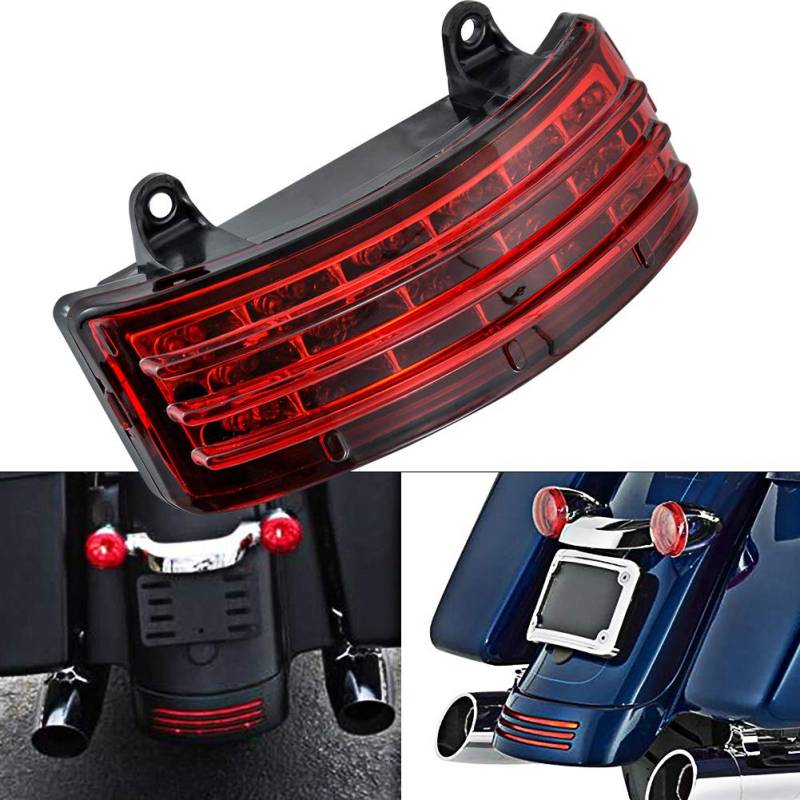 NATGIC Motorrad-Rücklicht, Tri-Bar-Rücklicht, L-E-D-Bremslicht mit Blinker und Lauflicht für H-arley David/-son FLHX FLTRX Street Glide Touring – rote Linse von NATGIC