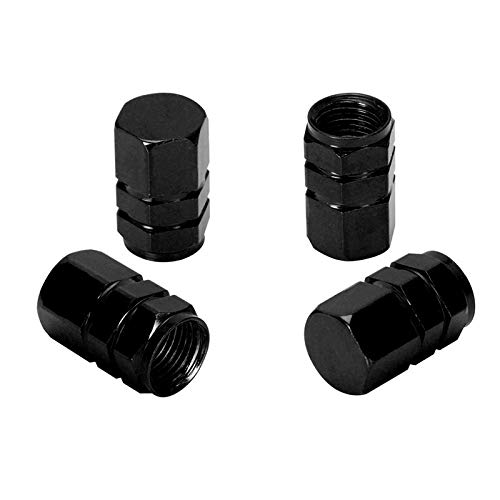 NATHA Schwarz Reifen Luftventilkappen Fit Alle Schrader-Ventil (Packung mit 4) von NATHA