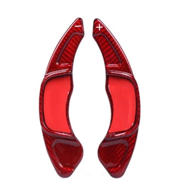 NATWEE Kompatibel Mit Vw Für Polo Für Tiguan Für Rline Auto-Lenkrad-Paddle-Shift-Carbonfaser-Paddle-Shift-Verlängerung Innen-Styling-Teile Auto-Schaltwippe(Red Carbon) von NATWEE