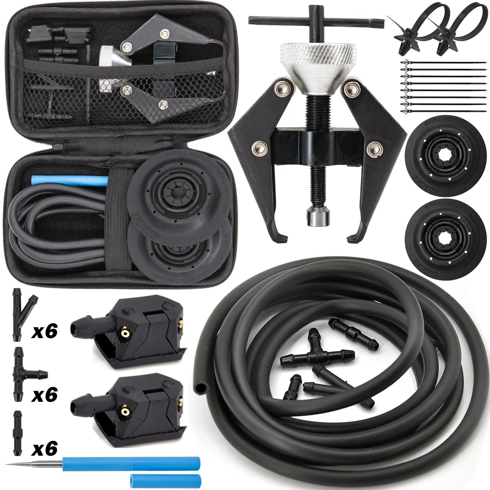 NATWEE Scheibenwasch Spritzdüse Kompatibel Mit Freightliner Für Sprinter 2001–2021, Universelles Scheibenwaschsystem, Scheibenwischer-Spritzgerät, Auto-Scheibenwaschdüsen(40pcs-Puller-Box) von NATWEE