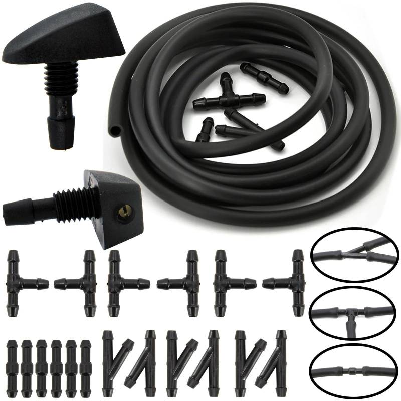 NATWEE Scheibenwasch Spritzdüse Kompatibel Mit Lada Wassersprühwaschanlage, 2 M Schlauch, Auto-Scheibenwischer-Wasserdüse, Autowaschanlage(25pcs) von NATWEE