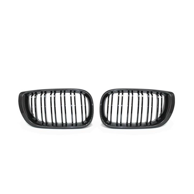 Frontgrill 1 Paar Für 3er E46 2002 2003 2004 2005 Auto-Frontnierengrill, Schwarz Glänzend, Doppellamellen-Haubengrill, Renngrill, Autoersatz Auto-Kühlergrill(Double Line Carbon) von NAUTIG