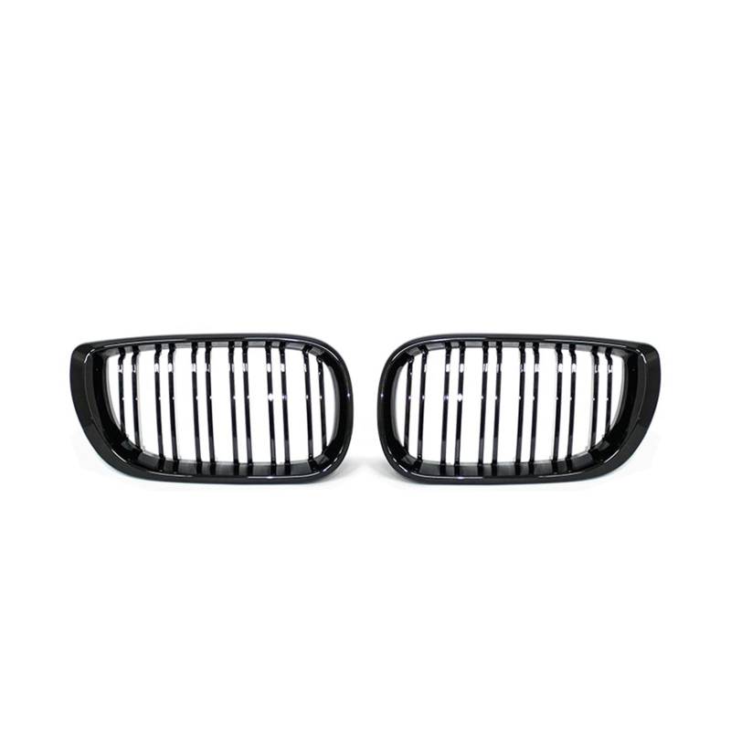 Frontgrill 1 Paar Für 3er E46 2002 2003 2004 2005 Auto-Frontnierengrill, Schwarz Glänzend, Doppellamellen-Haubengrill, Renngrill, Autoersatz Auto-Kühlergrill(Gloss Black) von NAUTIG