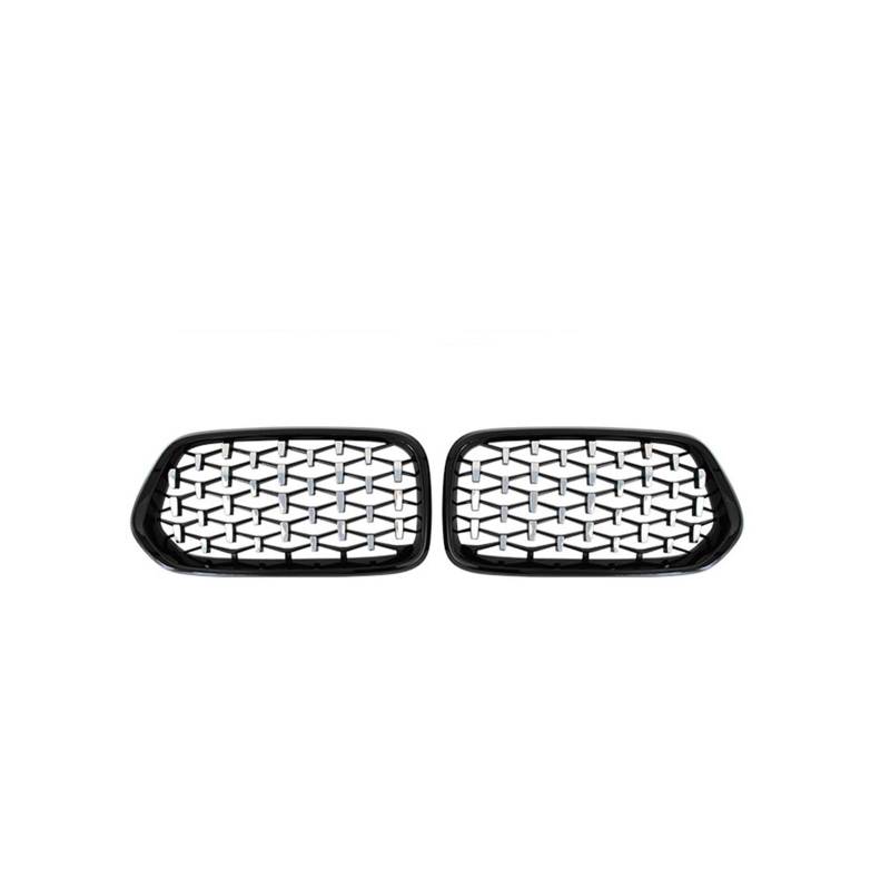 Frontgrill 1 Paar Links Rechts Vorne Diamant Nierengrill Renngitter Glanzschwarz Meteor Style Für X2 F39 2018 2019 2020 2021 Auto-Kühlergrill(Black and Silver) von NAUTIG