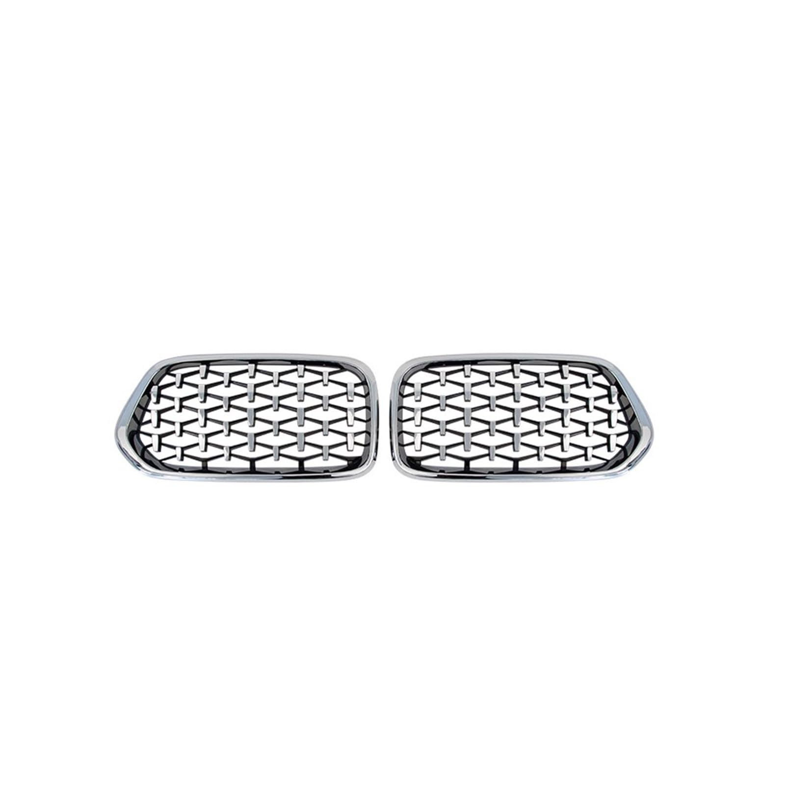 Frontgrill 1 Paar Links Rechts Vorne Diamant Nierengrill Renngitter Glanzschwarz Meteor Style Für X2 F39 2018 2019 2020 2021 Auto-Kühlergrill(Silber) von NAUTIG