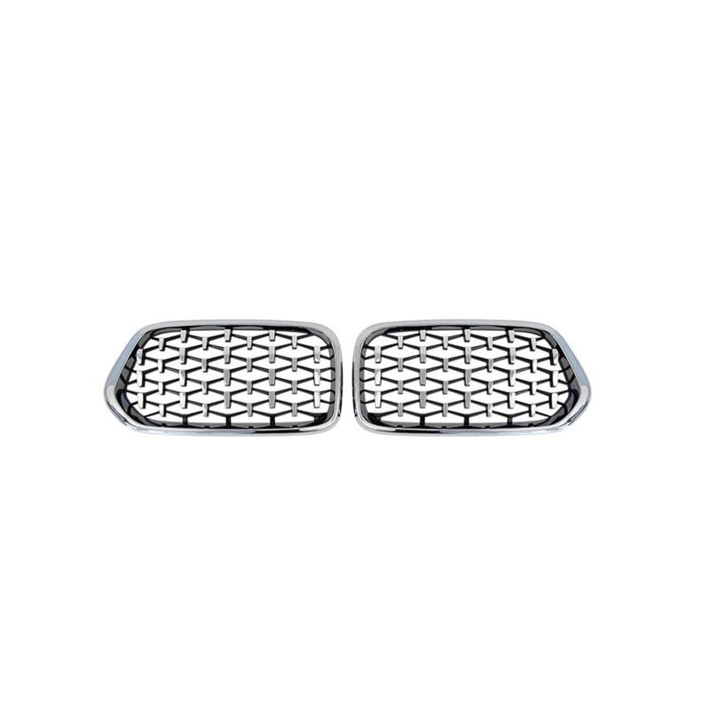 Frontgrill 1 Paar Links Rechts Vorne Diamant Nierengrill Renngitter Glanzschwarz Meteor Style Für X2 F39 2018 2019 2020 2021 Auto-Kühlergrill(Silber) von NAUTIG