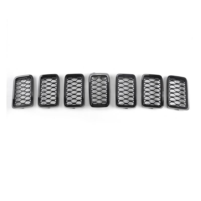 Frontgrill 1 Satz Schwarzer Auto-Frontstoßstangeneinsatz Netzgitter Kühlergrillverkleidung Vorne Passend Für Jeep Für Grand Für Cherokee 2017–2022 7-teilig Auto-Kühlergrill von NAUTIG