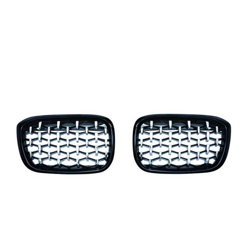Frontgrill 2 Stück Für X3 G01 G08 X4 G02 2018-2021 Auto Front Grills Nieren Grill Stoßstange Diamant Trim Racing Grille Meteor Styling Auto-Kühlergrill(Black and Silver) von NAUTIG