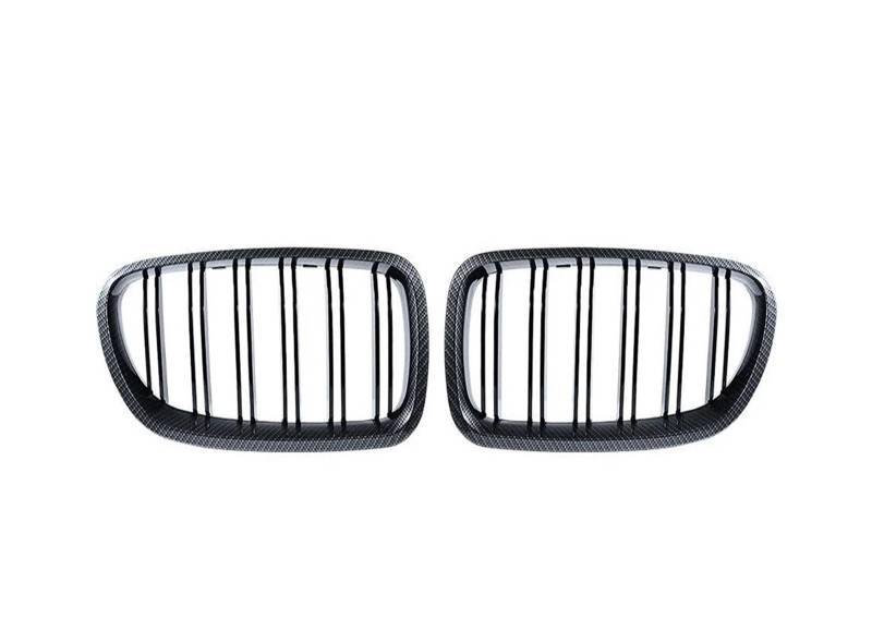 Frontgrill 2-teiliger Nierengrill Im Autostil In Schwarz Mit Doppellamellen Für Die Frontpartie Von 5er F10 F11 F18 2010-2017, Dual Line Racing Grilles Auto-Kühlergrill(Carbon Look) von NAUTIG