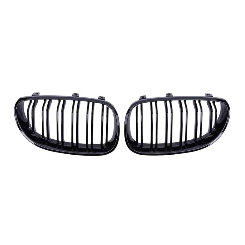 Frontgrill Auto Front Stoßstange Kühlergrill Nieren Racing Grill Gitter Für E60 E61 5 Serie 2003-2009 Glanz Schwarz Auto Neue Doppel Lamellen Auto-Kühlergrill von NAUTIG
