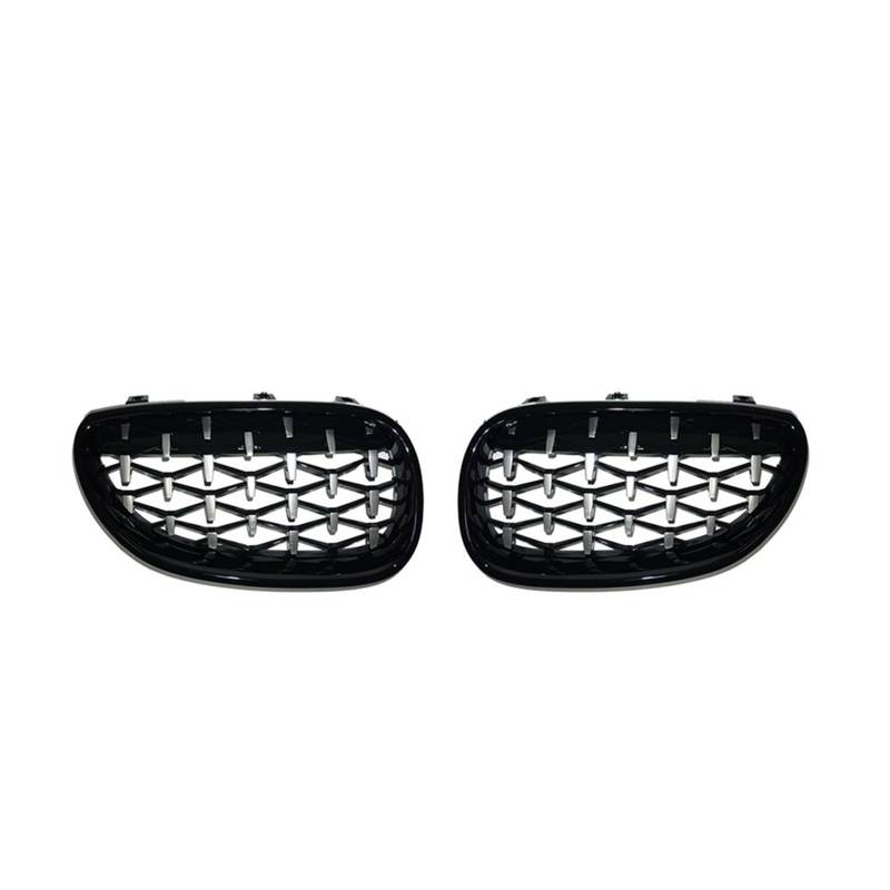 Frontgrill EIN Paar Für E60 E61 550i 535i M5 2004-2009 Auto-Renngrill Diamant-Nierengrill Frontstoßstangengitter Meteor Style Grills Auto-Kühlergrill(Black and Silver) von NAUTIG