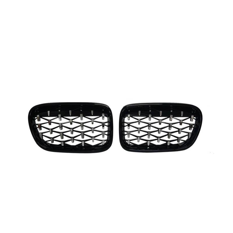 Frontgrill EIN Paar Für X3 F25 2010 2011 2012 2013 Frontgrill Diamant Nierengitter Chrom Meteor Stil Auto Ersatzteil Auto-Kühlergrill(Black and Silver) von NAUTIG