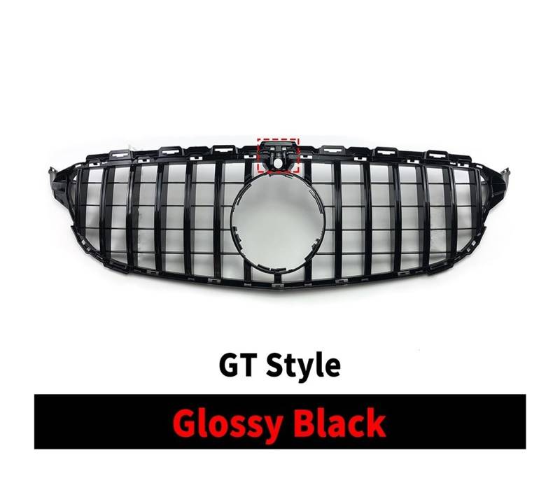 Frontgrill Frontgrill Für W205 Grill C205 S205 Für Benz C 2014-2021 C200 C260 C180 C250 C300 Coupe AMG Tuning Auto-Kühlergrill(F 19-21Silver with Cam) von NAUTIG
