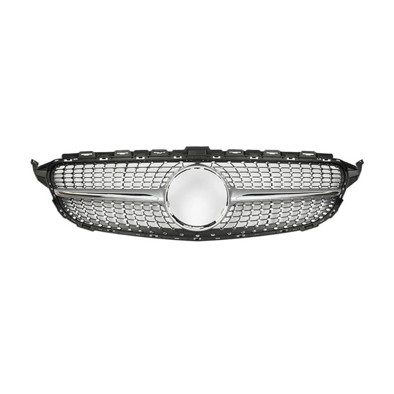 Frontgrill Frontgrill Racing Grill Diamant Stil Für Benz C W205 C205 S205 2015-2018 C180 C200 C250 C260 C300 Mesh Auto-Kühlergrill(Diamonds-Silver) von NAUTIG