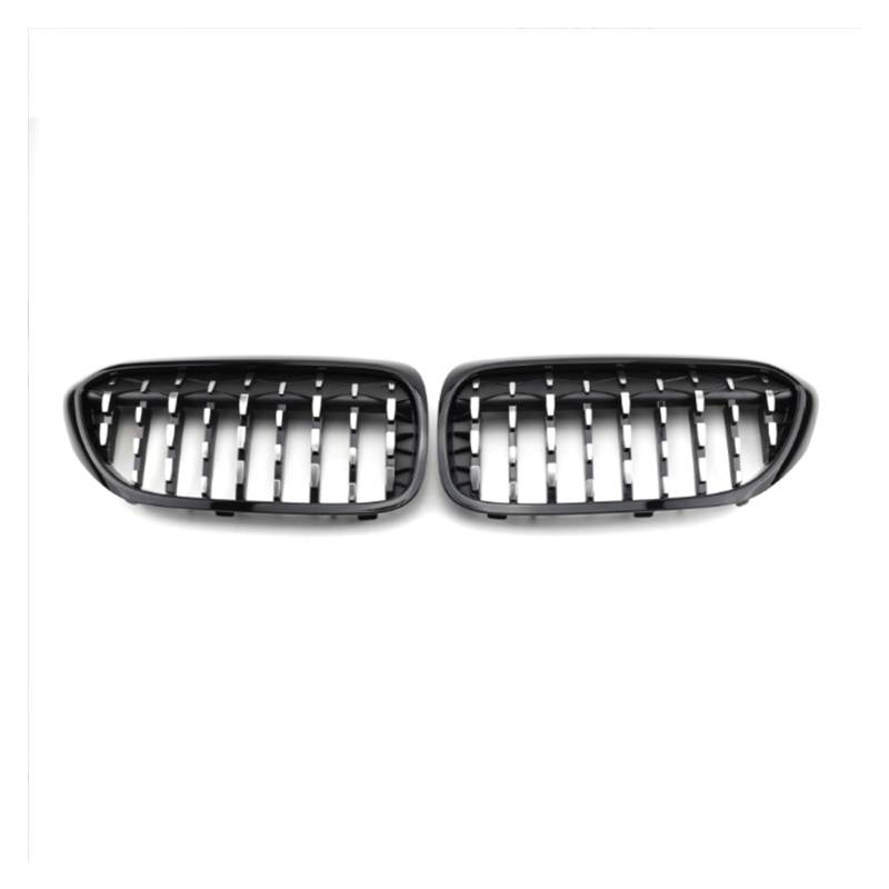 Frontgrill Frontgrills Für 5er G30 G38 2017–2020, Glänzend Schwarzer Diamant-Nierengrill Ersatz-Racing-Frontstoßstangengitter Auto-Kühlergrill(Dia Half Silver) von NAUTIG