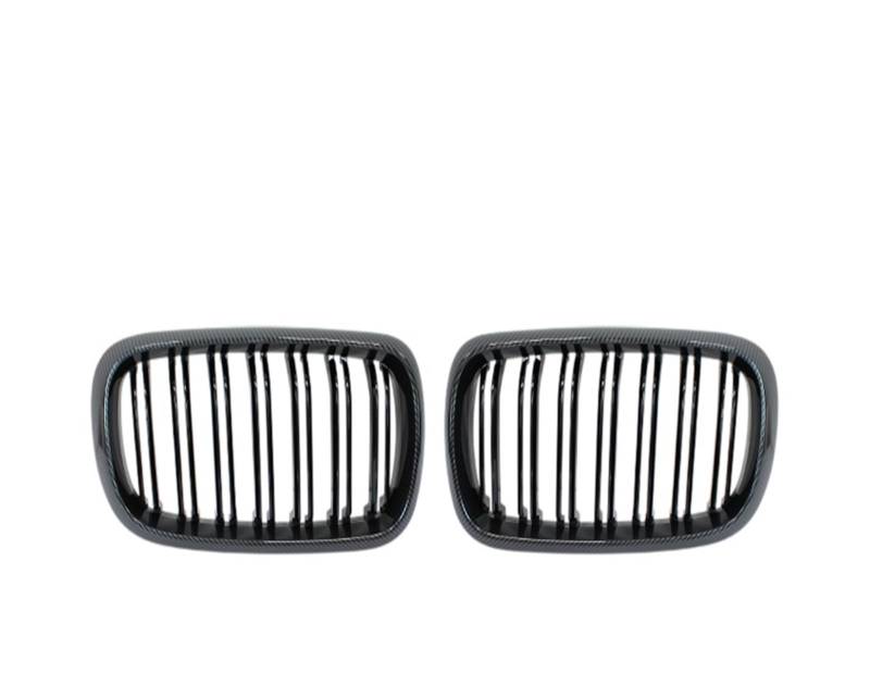 Frontgrill Fronthaube Nierengrill Stoßstange Schwarz Doppelgrill Ersatzteil Autozubehör Für F15 X5 F16 X6 2014 2015 2016 2017 Auto-Kühlergrill(Double Line Carbon) von NAUTIG