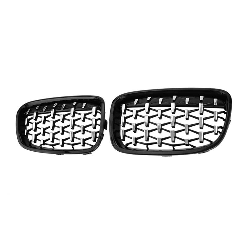 Frontgrill Für 1er F20 F21 2011-2014 Silber Diamantgrill Auto Front Nieren Ersatzgitter Renngrill Zubehör Auto-Kühlergrill(Silver and Black) von NAUTIG