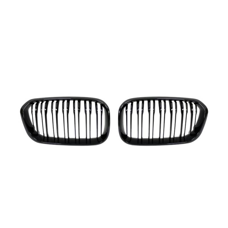 Frontgrill Für 1er F20 F21 LCI 120i 2016 2017 Doppellamellen-Ersatzgrill Auto Frontstoßstangengitter Nieren-Renngrill Auto-Kühlergrill(Gloss Black) von NAUTIG