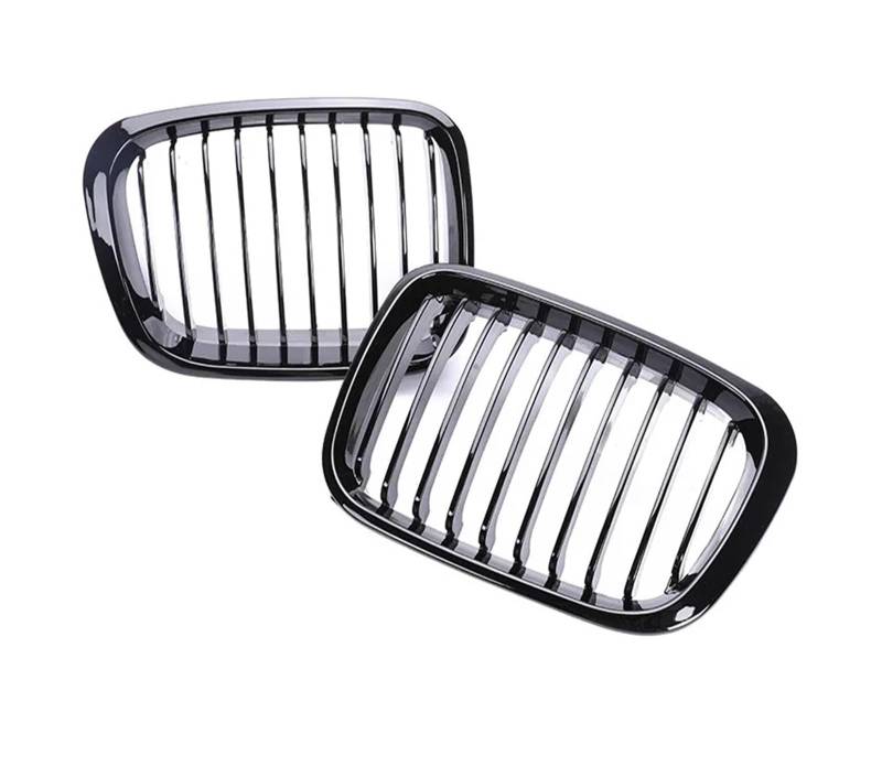 Frontgrill Für 3er E46 1998 1999 2000 2001 Auto Frontstoßstangengrill 2/4 Türen Schwarz Glänzend Einzel-Doppellamellen-Nieren-Renngrill Zubehör Auto-Kühlergrill(4 Single Gloss Black) von NAUTIG