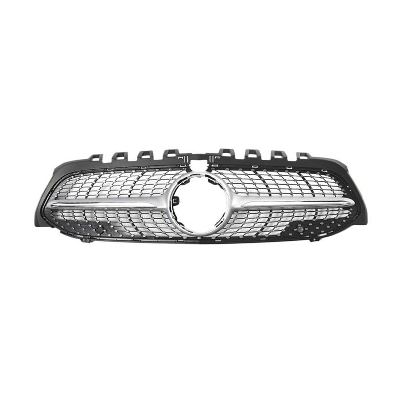 Frontgrill Für Benz A-Klasse W177 A200 A220 A250 A35 2019-2022 AMG Chrom Black Diamonds Style Kühlergrill Schwarz GTR Frontstoßstangengrill Auto-Kühlergrill(Diamonds-Silver W360) von NAUTIG