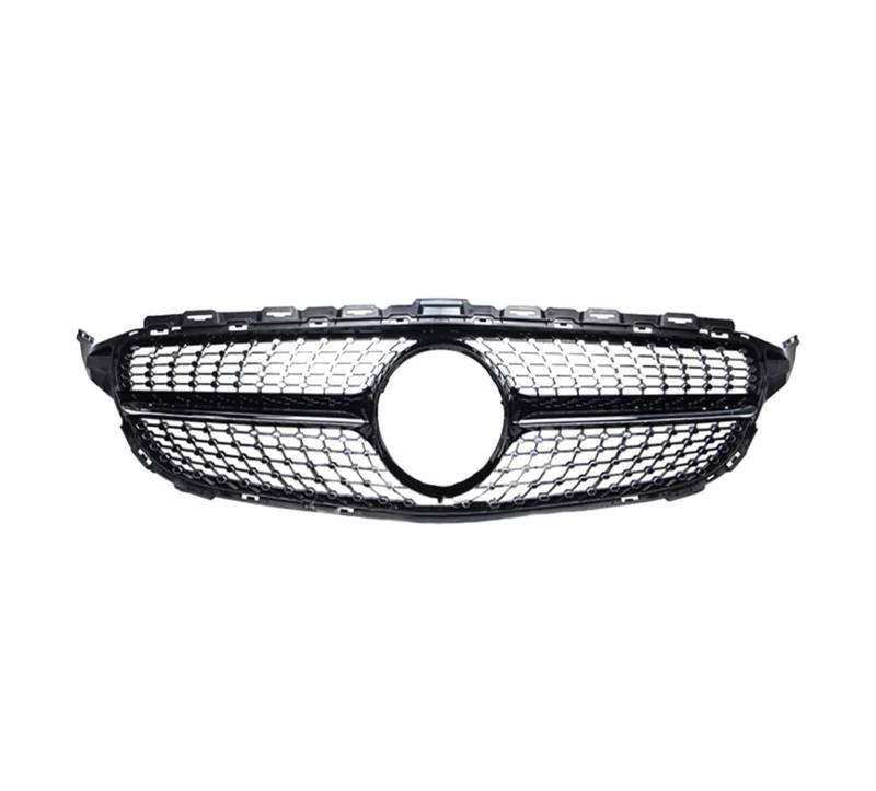 Frontgrill Für Benz C-Klasse W205 2014-2018 Autozubehör Frontgrill Mittelnetz Grills Montage Rahmenabdeckung Dekorationsteile Auto-Kühlergrill(No Camera Black A) von NAUTIG