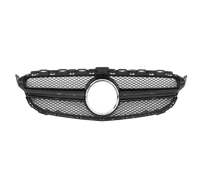 Frontgrill Für Benz C-Klasse W205 2014-2018 Autozubehör Frontgrill Mittelnetz Grills Montage Rahmenabdeckung Dekorationsteile Auto-Kühlergrill(No Camera Black B) von NAUTIG