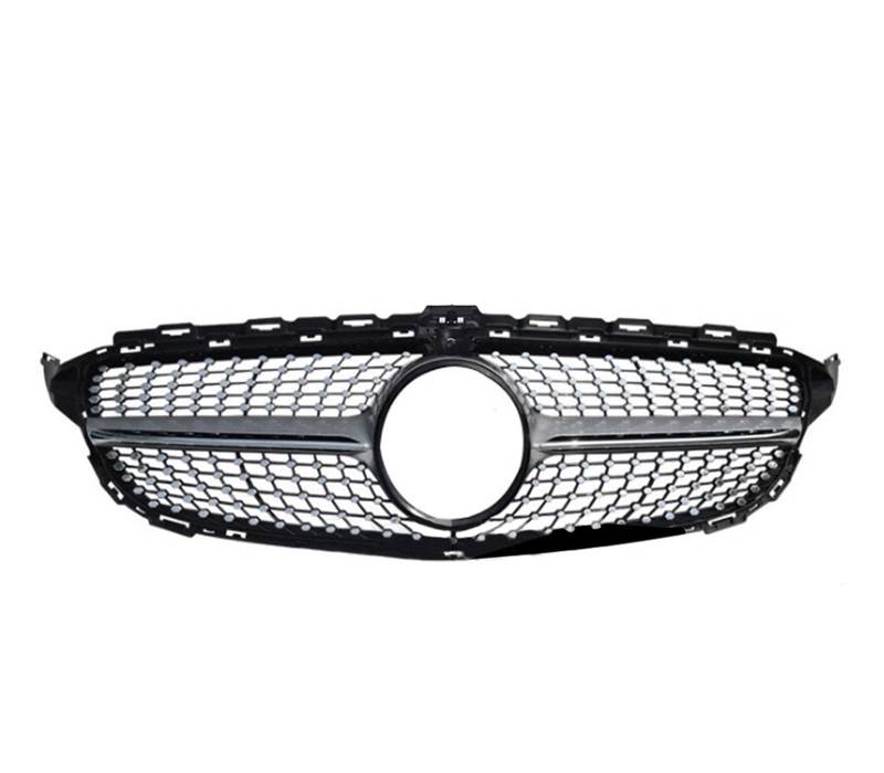 Frontgrill Für Benz C-Klasse W205 2014-2018 Autozubehör Frontgrill Mittelnetz Grills Montage Rahmenabdeckung Dekorationsteile Auto-Kühlergrill(with Camera Silver A) von NAUTIG